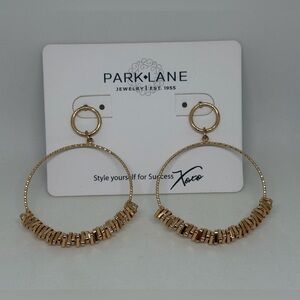 NEW Park Lane Jewelry ECHO Earrings Gold Tone Hoops Statement Gift Box Dangle